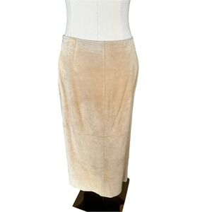 Brooks Brothers 346 Tan 100% Suede Leather Womens Vintage Pencil Skirt Size 6